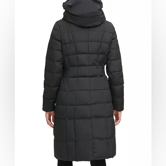 Cole Haan Signature 40" Box Quilt Taffeta Down Coat with Hood - Picture 11 of 15